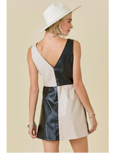 Load image into Gallery viewer, Black &amp; Taupe Colorblock Faux Leather Dress
