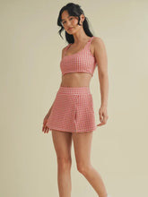 Load image into Gallery viewer, Red Gingham Ruched Bra Top

