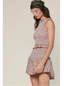 Cocoa Gingham Top & Skort Set