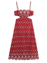 Load image into Gallery viewer, Crimson Embroidered Midi Dress
