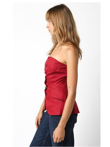 Crimson Linen April Top