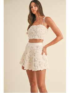 Cream Floral Appliqué Skirt