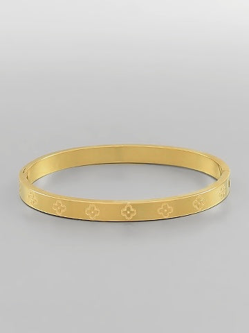 Gold Clover Embossed Bracelet