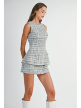 Load image into Gallery viewer, Black Tweed Layered Skort Mini Dress
