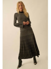 Load image into Gallery viewer, Black Stripe Maxi Sweater Dress
