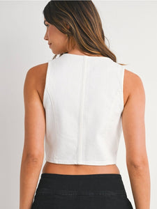 Classic White Denim Vest