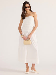 MinkPink White Luna Drop Waist Midi Dress