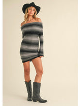 Load image into Gallery viewer, Black Gradient Off Shoulder Sweater Dress
