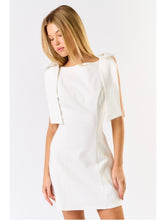 Load image into Gallery viewer, Ivory Bow Shoulder Mini Dress
