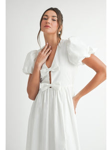 (PREORDER) White Bow Midi Dress