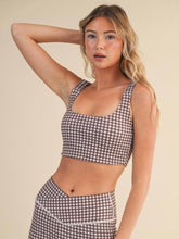 Load image into Gallery viewer, Brown Gingham Ruched Bra Top
