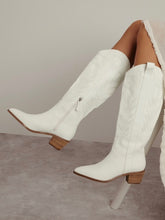 Load image into Gallery viewer, White Stitched Cowgirl Boots
