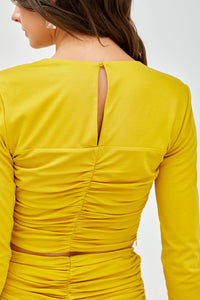 Lemon Curry Ruched Top