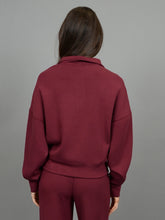 Load image into Gallery viewer, Oxblood Scuba Knit Half Zip Pullover
