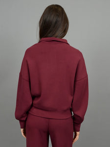 Oxblood Scuba Knit Half Zip Pullover