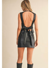 Load image into Gallery viewer, Black Leather Open Back Top &amp; Mini Skirt Set
