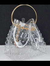 Load image into Gallery viewer, Clear Pearl Studded Bucket Bag
