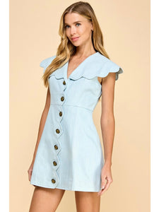 (PREORDER) Light Denim Scallop Dress