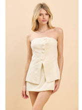 Load image into Gallery viewer, Ivory Strapless Button Mini Dress
