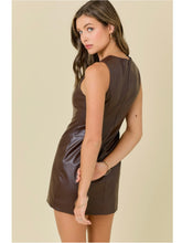 Load image into Gallery viewer, Brown Faux Leather Puzzle Dress
