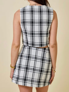 Black & White Tweed Top & Skirt Set