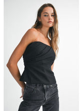 Load image into Gallery viewer, Black Strapless Ruched Top
