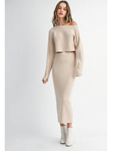 Load image into Gallery viewer, Taupe Crop Knit Top &amp; Midi Skirt Set
