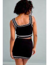 Load image into Gallery viewer, Black Stitched Knit Crop Top
