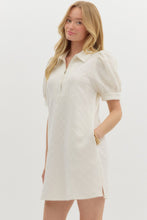 Load image into Gallery viewer, Cream Textured Puff Sleeve Dress
