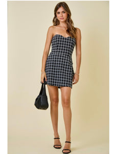Black Tweed Strapless Dress