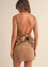 Load image into Gallery viewer, Beige Leather Open Back Top &amp; Mini Skirt Set
