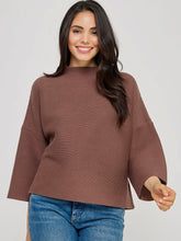 Load image into Gallery viewer, Chocolate Ribbed Mock Neck Top

