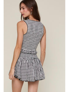 Black Gingham Top & Skort Set