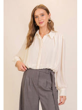 Load image into Gallery viewer, Ivory Bubble Hem Chiffon Blouse
