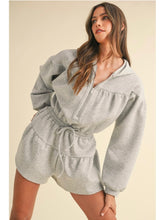 Load image into Gallery viewer, Heather Grey Scuba Romper
