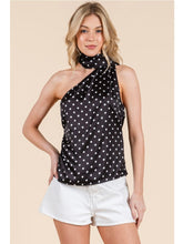Load image into Gallery viewer, Black &amp; White Polka Dot One Shoulder Top
