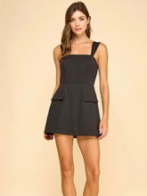 Load image into Gallery viewer, Black Square Neck Flap Pocket Dress
