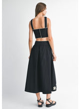 Load image into Gallery viewer, Black Embroidered Top &amp; Midi Skirt Set

