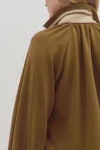 Load image into Gallery viewer, Olive Knit Stripe Hem Half Zip
