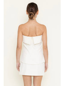 Cream Strapless Overlay Top
