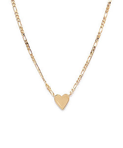 Gold Heart Figaro Chain Necklace