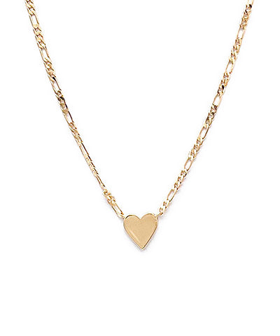Gold Heart Figaro Chain Necklace