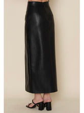 Load image into Gallery viewer, Black Faux Leather Midi Skirt
