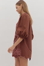 Load image into Gallery viewer, Chocolate Embroidered Scallop Hem Dress
