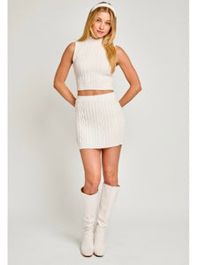 White Cable Sweater Skirt