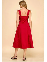 Load image into Gallery viewer, Deep Red Button Front Midi Dress
