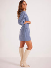 Load image into Gallery viewer, MinkPink Slate Blue Thea Belted Mini Dress
