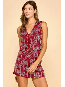 Crimson Embroidered Vest & Skort Set