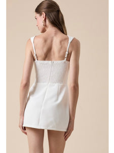White Square Neck Mini Dress