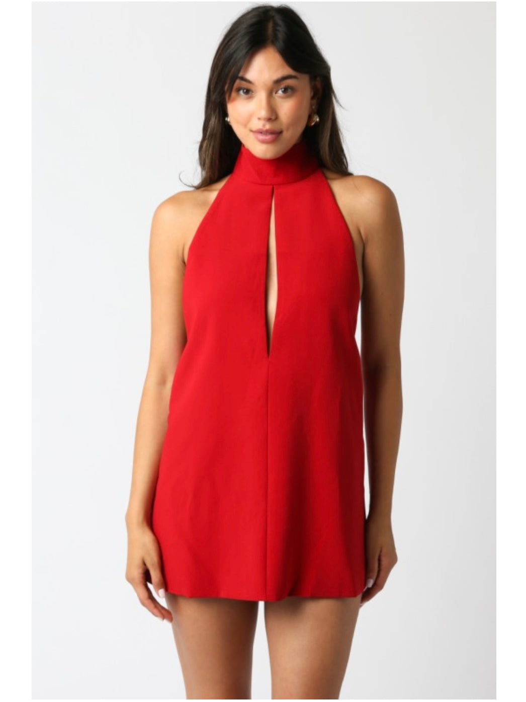 Red Aimee Halter Dress